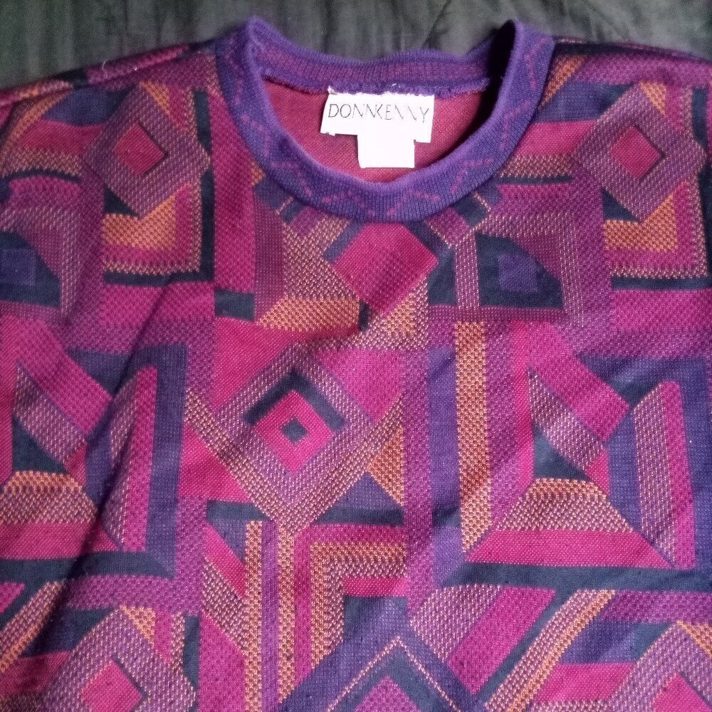 Vintage Donnkenny Geometric AOP Crewneck Sweatshirt